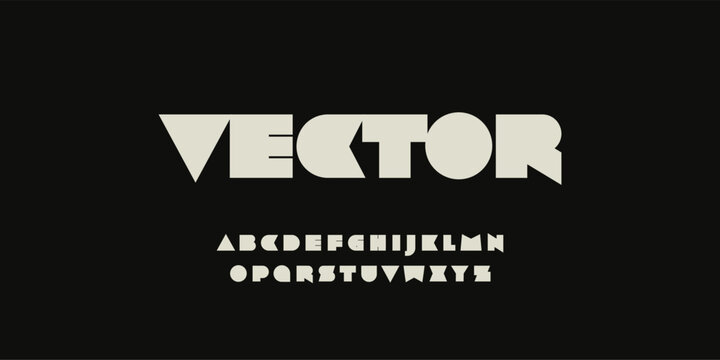 Rebellious font, ultramodern heavy typeset with sharp angles. Rough letters, futuristic cyberpunk alphabet, minimalist type for techno logo, headline and monogram. Vector typographic font design.