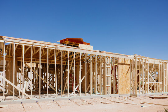 Wooden Frame House Under Construction
