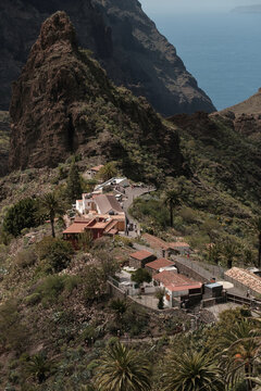 Mountain village of Masca surrounded by dramatic landscapes.