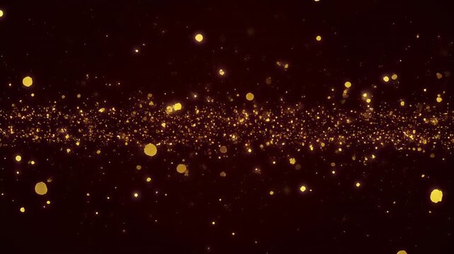 golden particles floating in dark space animation