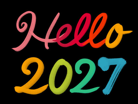 Hello 2027.bk_01 手書きの筆文字（背景黒）