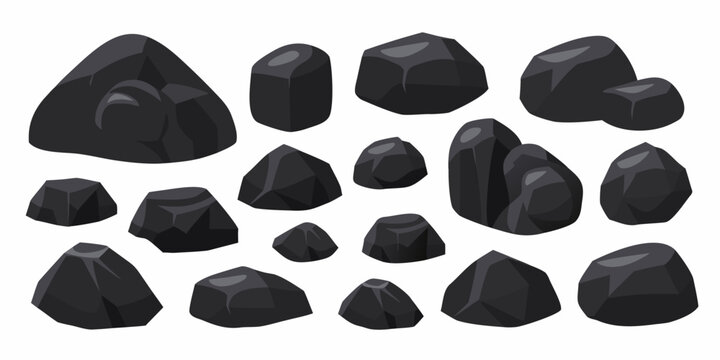Dark gray rocks and boulders vector illustration on a white background