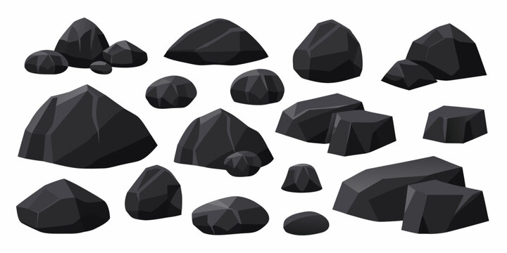 Dark gray rocks and boulders a vector illustration on white background