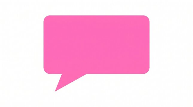 A bright pink speech bubble icon representing a communication message or chat box element for digital design projects and user interface layouts for mobile apps or web websites