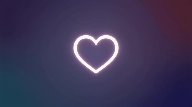 heart symbol glowing in dark gradient background animation
