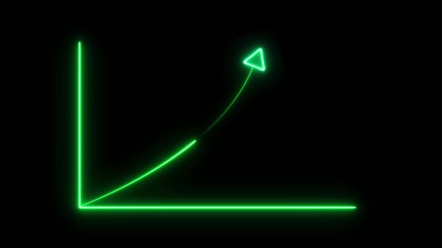 Glowing neon line market Recovery Concept. Successful growth trend red line graph going Up. abstract business down to up arrow animation. Glowing neon graph lines that are sloping downward.