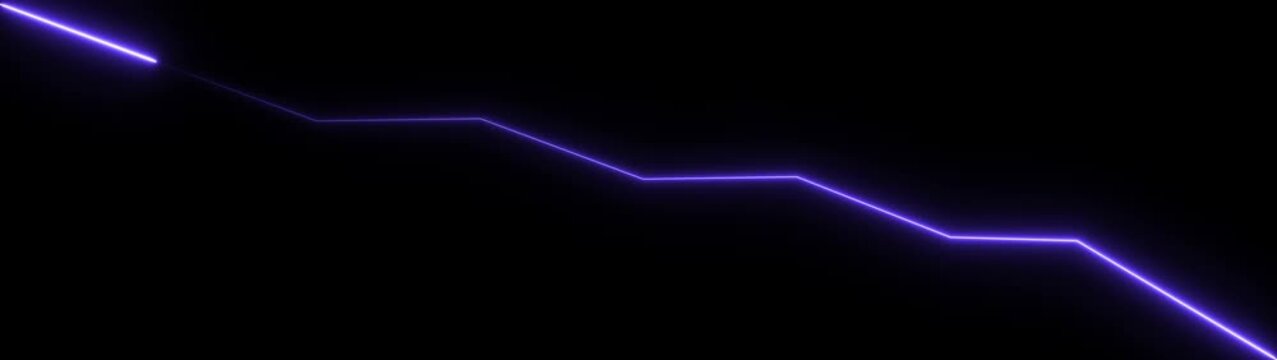 Global business line animation. Abstract glowing neon line business graph growth arrow to down arrow.  loss, and negative trends on a dark, abstract background
