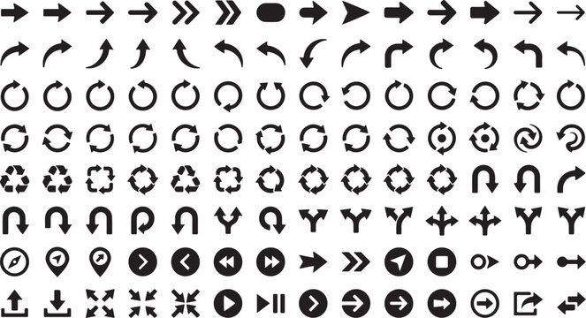 Arrow Icons Collection with Navigation and Refresh Symbols