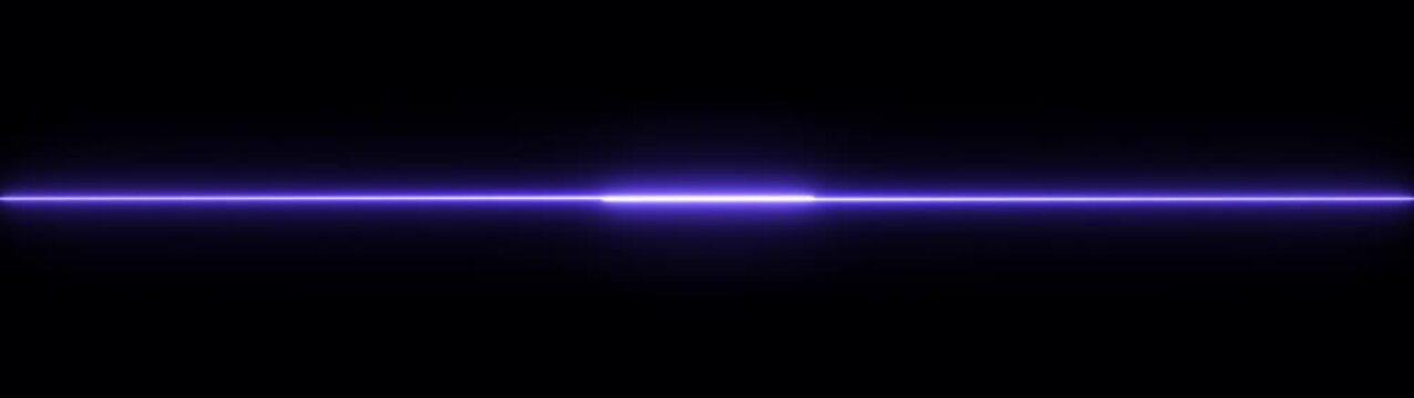 Two glowing red neon horizontal line segments separated by a thin gap isolated on a solid black background. 4k video 