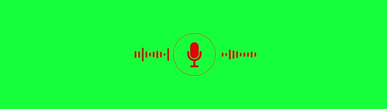 voice recording and podcast mic microphone button icon animation.  background. music bar in microphone icon of Motion graphics concept. 4k