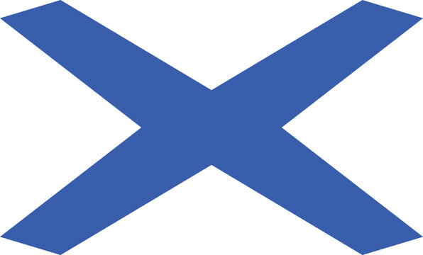 Blue Saint Andrew's Cross symbol on white background isolated simple graphic design element