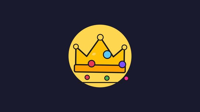 Golden Crown with Falling Gems in a Loop Animation