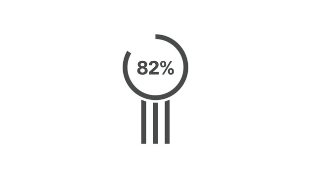 Circular percentage progress bar displaying eighty two percent with vertical metric bars on a plain white background.