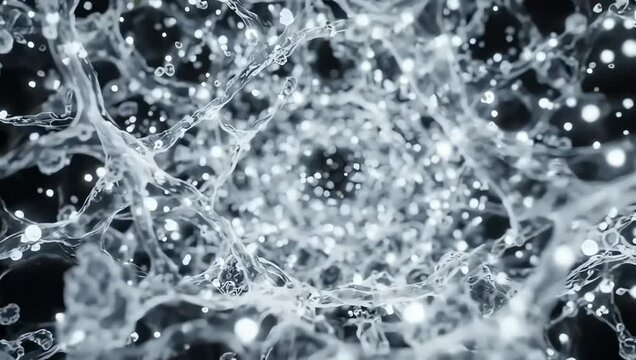 View inside healthy bone tissue, tiny mineral particles gradually disappearing from a transparent bone matrix