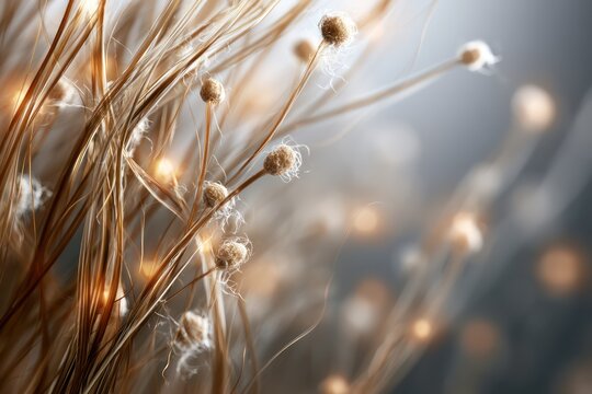 Macro microscopic view of hair strands with lice nits