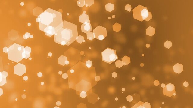 Soft bokeh background with floating hexagonal light shapes dreamy abstract animation