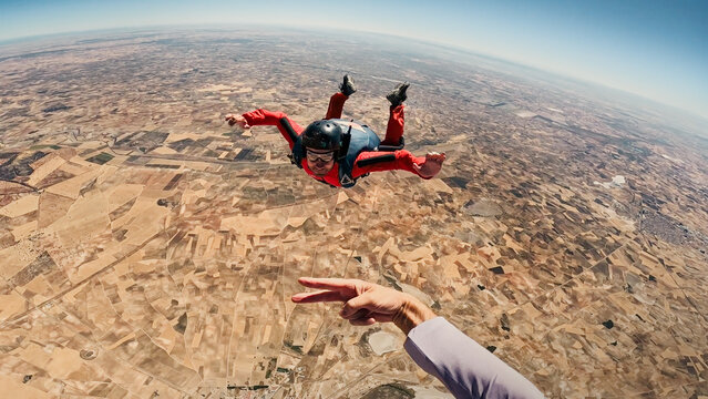 AFF student skydiver during freefall training