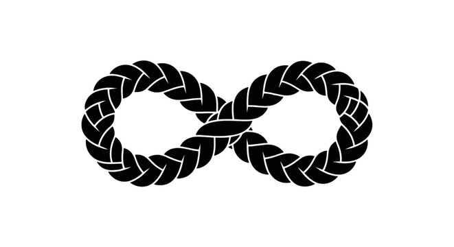 Vector illustration of infinity symbol made of braided rope on a transparent background