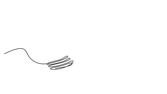 Minimalist continuous line drawing of a fork, elegant single line art of kitchen cutlery, modern black and white dining utensil vector illustration 4k video