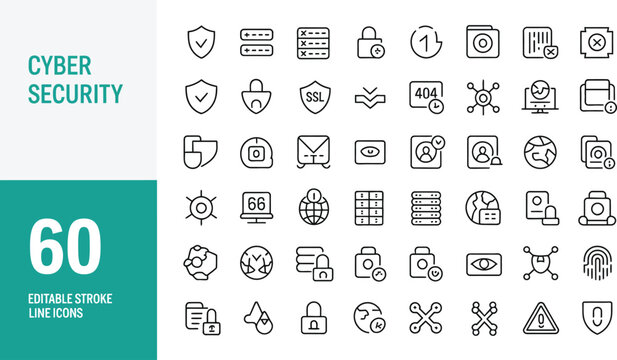 Flat cyber security icons set with shield and lock symbols