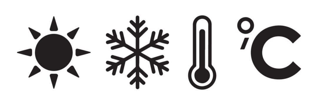 Sun, snowflake, thermometer and celsius degree icons vector design.