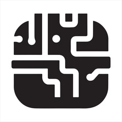 Obraz premium Machine Learning vector silhouette line art logo design concept illustration idea