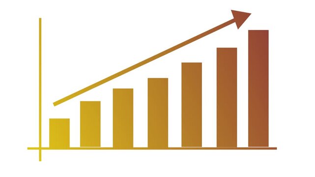 Upward bar chart with arrow, Ascending bar chart with upward arrow minimal animation