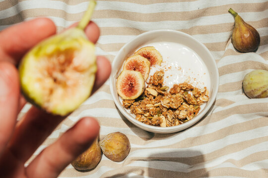 POV Eating Healthy Breakfast Yogurt Bowl