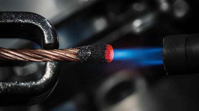 Close Up Welding Arc Sparks Copper Wire.