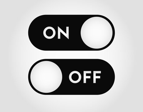 Simple flat design toggle switch buttons in the on and off positions, ideal for UI UX interfaces, mobile apps, settings