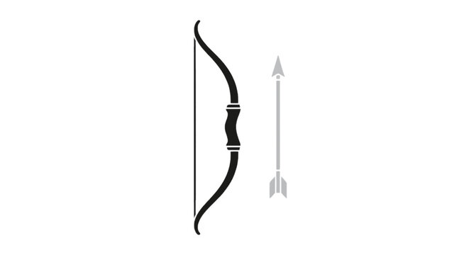 Vector illustration of archery bow and arrow icon vector illustration on a transparent background