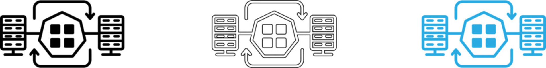 Modern cloud storage network system with connected devices icon set isolated on transparent background, Vector © Md Riyad