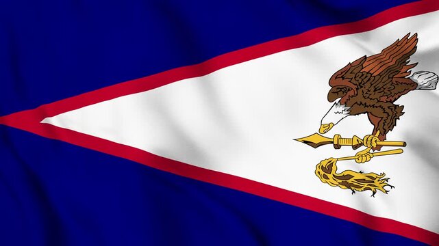 American Samoa National Flag Waving in Wind with Realistic Fabric Texture, Seamless Loop Animation 4K