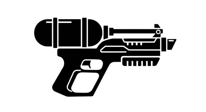 Vector illustration of water gun icon, toy weapon for summer games, vector illustration on a transparent background