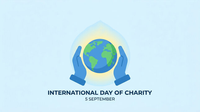 International Day of Charity concept with hands holding earth illustration
