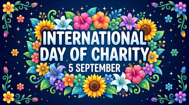 International Day of Charity floral arrangement with sunflowers and bright blossoms