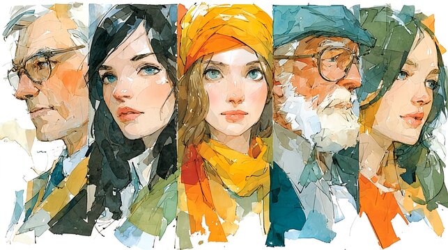 Expressive Watercolor Portraits of Diverse Stylish People