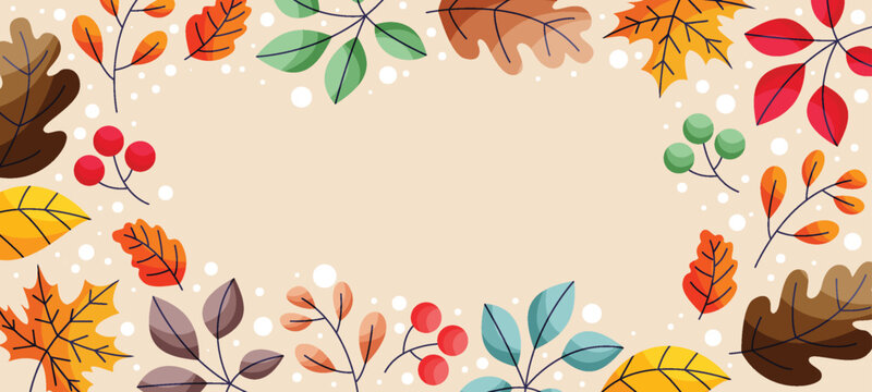 Colorful autumn leaves and berries decorative pattern