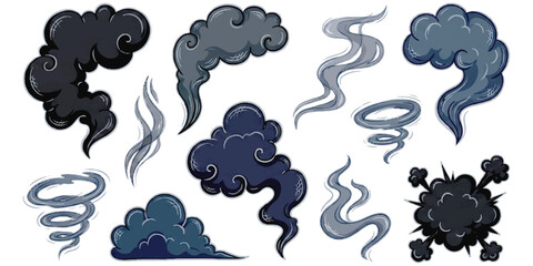 Obraz premium Set of cartoon smoke and cloud elements for design and animation
