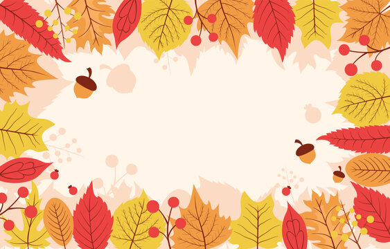 Autumn leaves and acorns pattern design