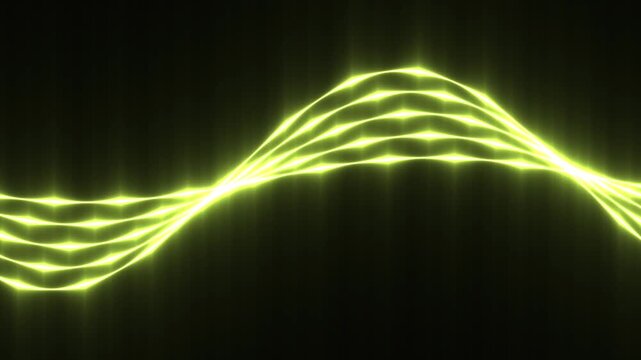 Abstract Green Light Beam Waveform Animation, Sci-Fi Sound Wave Data Stream Loop