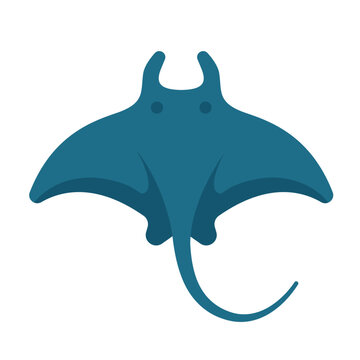 Manta Ray Flat Vector Clipart Logo Icon Illustration