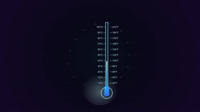 Digital Thermometer Shows Temperature Rising on Dark Background.