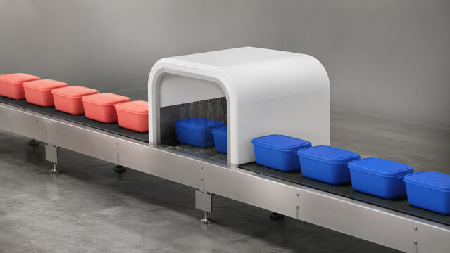 Tunnel de lavage pour contenants alimentaires r&eacute;utilisables