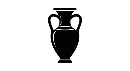 Fototapeta premium Vector illustration of black silhouette of an ancient greek amphora vase with two handles on a transparent background