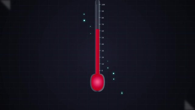 Thermometer Showing Rising Temperature on Dark Background.