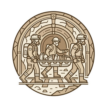 Mine Rescue Team Line Art Badge