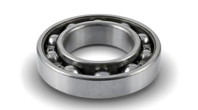 Steel ball bearing isolated on white background.
