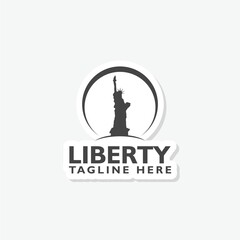 Statue of liberty logo sticker isolated on gray background © sljubisa