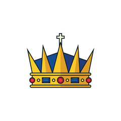 Fototapeta premium A golden royal crown with colorful gemstones on white background